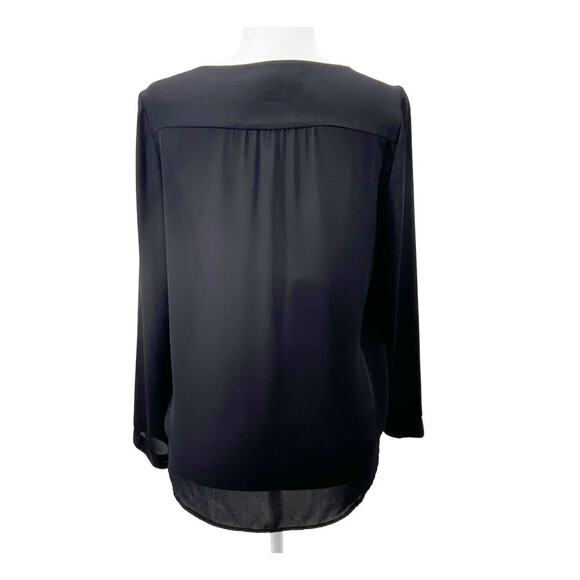 Zara Ruffle Front Blouse Small Feminine Black Office Top Front Pockets - Picture 3 of 12
